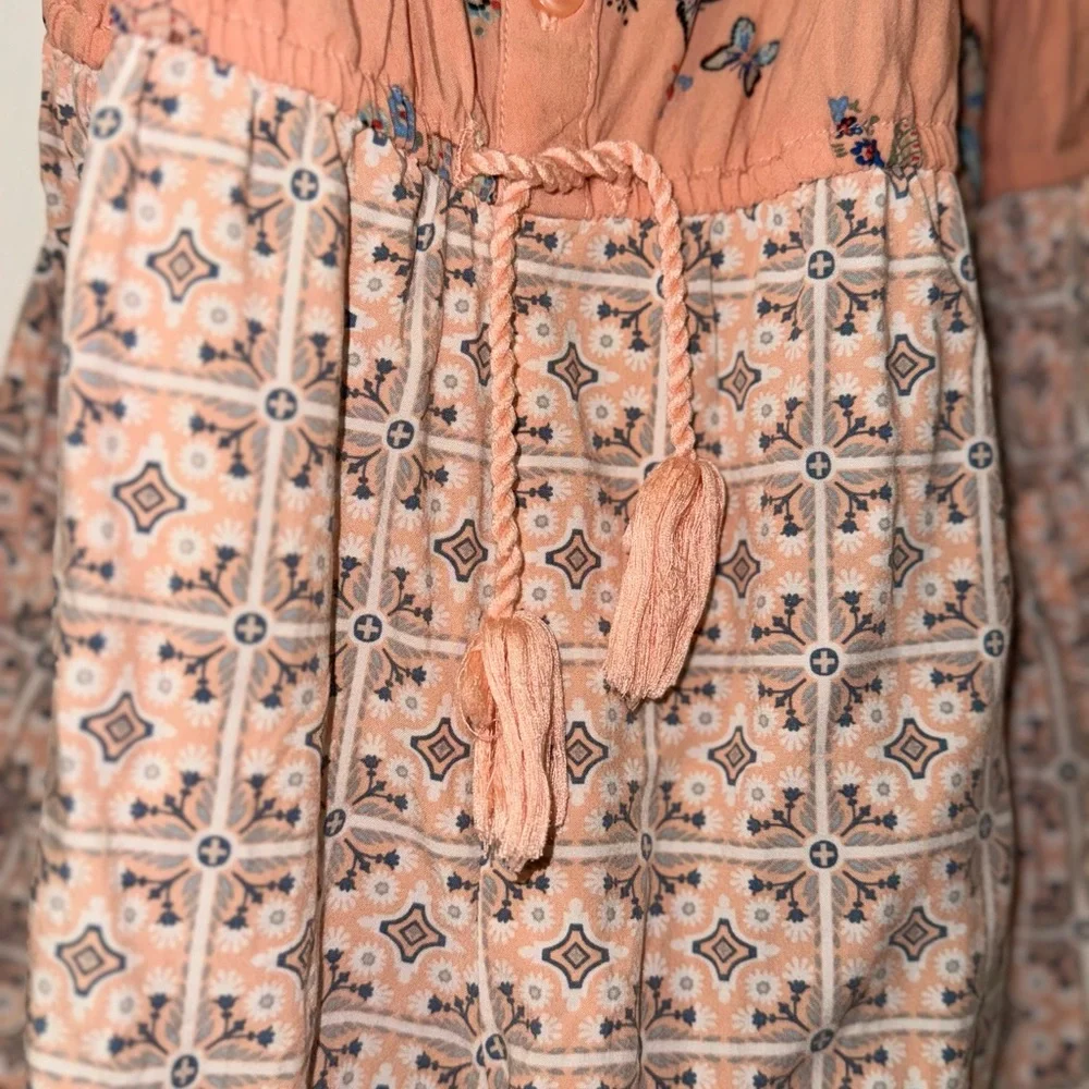 Gap Girls Butterfly Floral Print Romper Size 12 Orange Blue